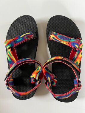 Teva Rainbow Strap Sandals with Black Soles